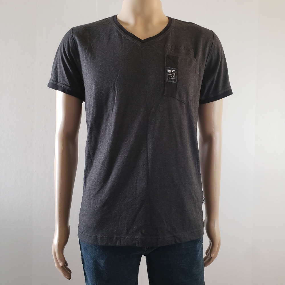 Boy London Men's Casual V Neck T Shirt Gray L